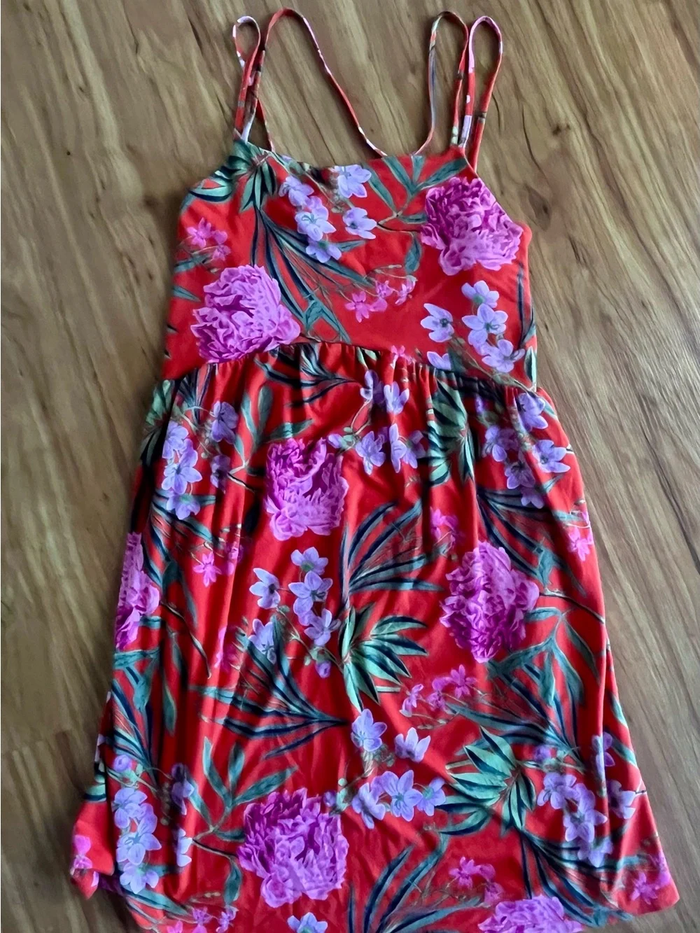 Women’s Red Floral Sleeveless Summer Dress - Picture 1 of 4